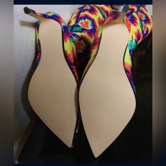 KNEE HIGH TYE DYE HIGH HEEL BOOTS BOOTS SIZE: 9.0 - Picture 5 of 6